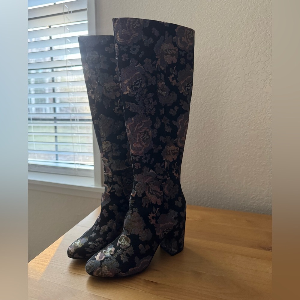 Reaction Kenneth Cole Floral Knee High Boots, Size 7